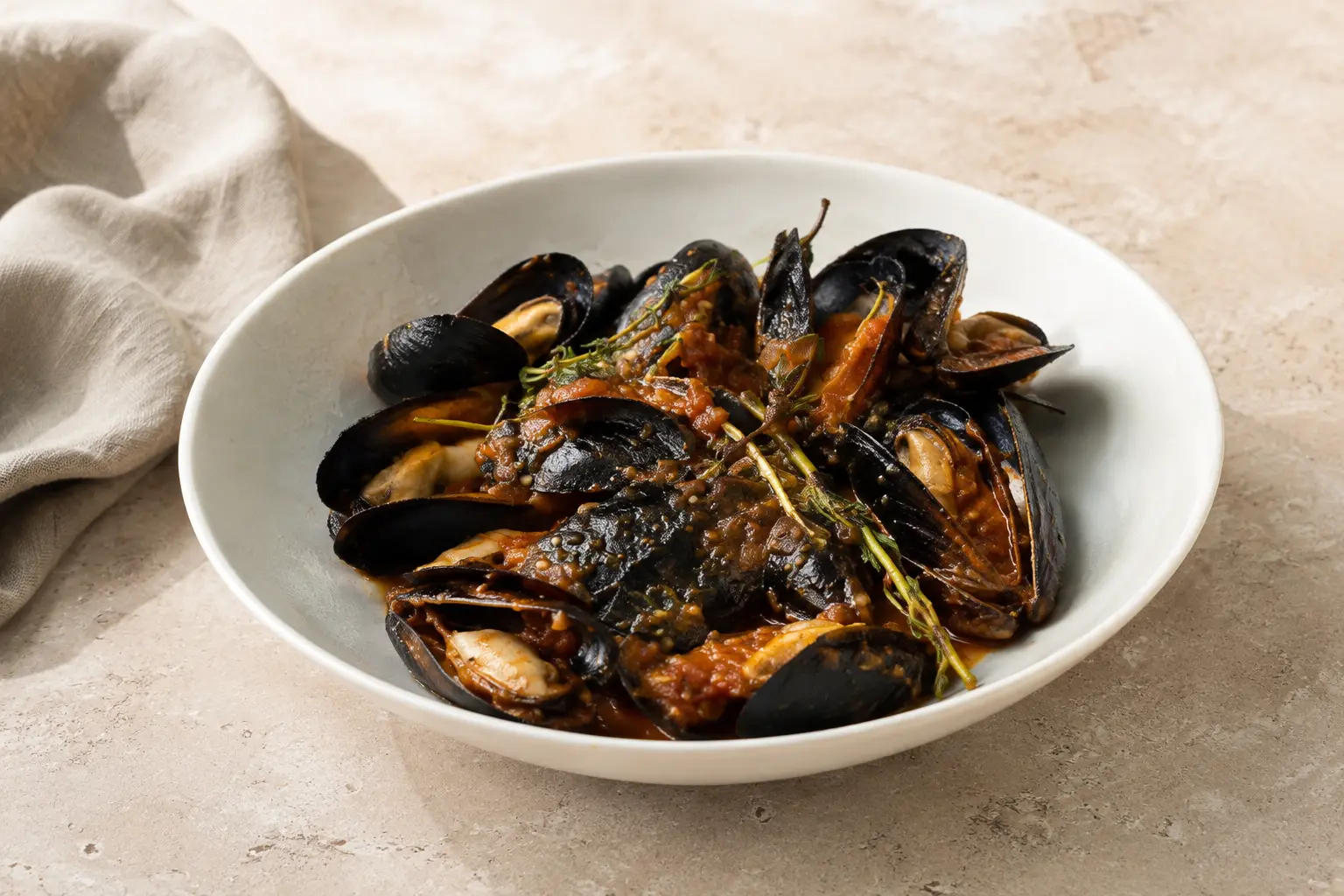 Schwarze Miesmuscheln nach provenzalischer Art