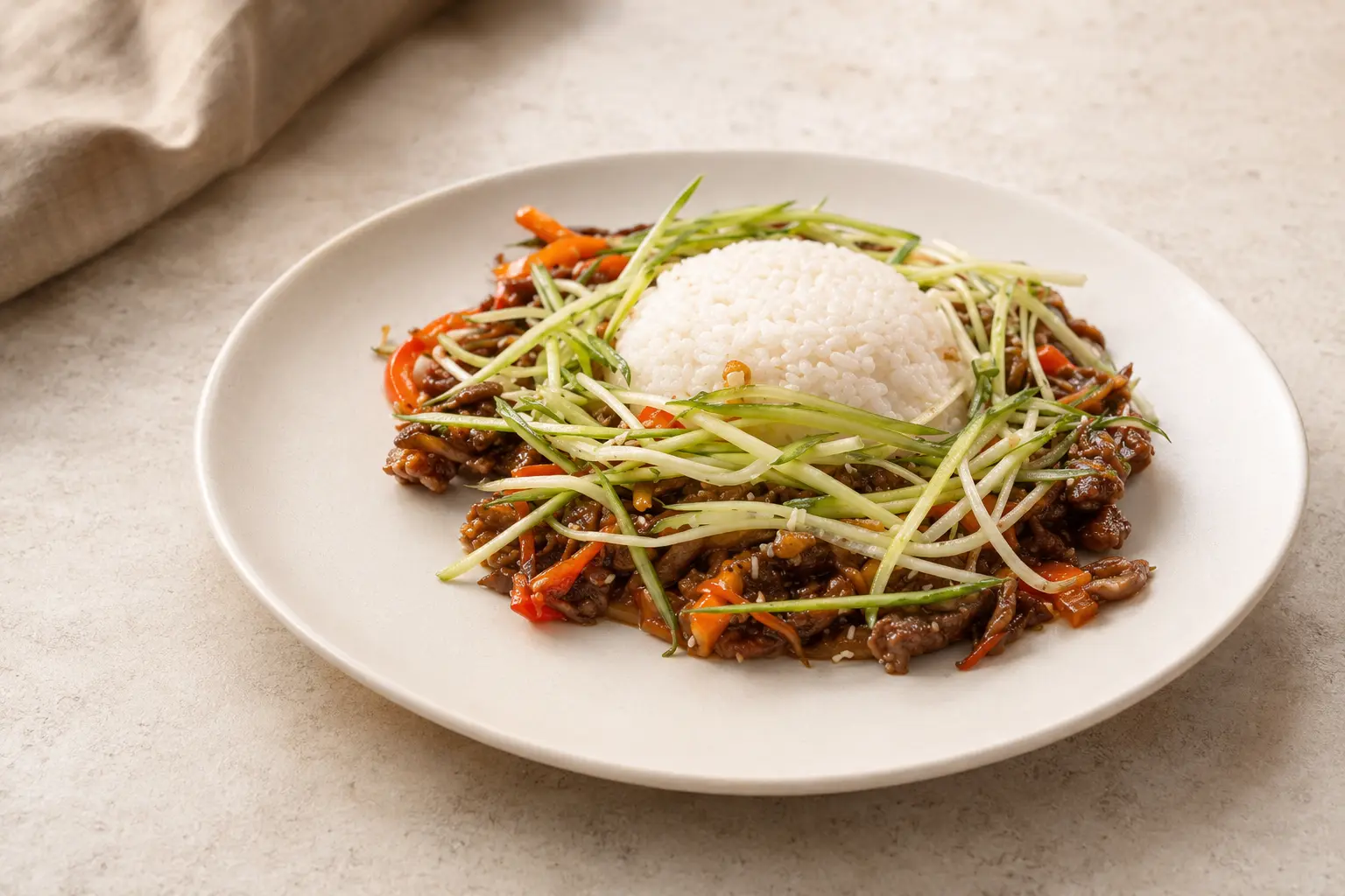 Thailändisches Rindfleisch mit Reis