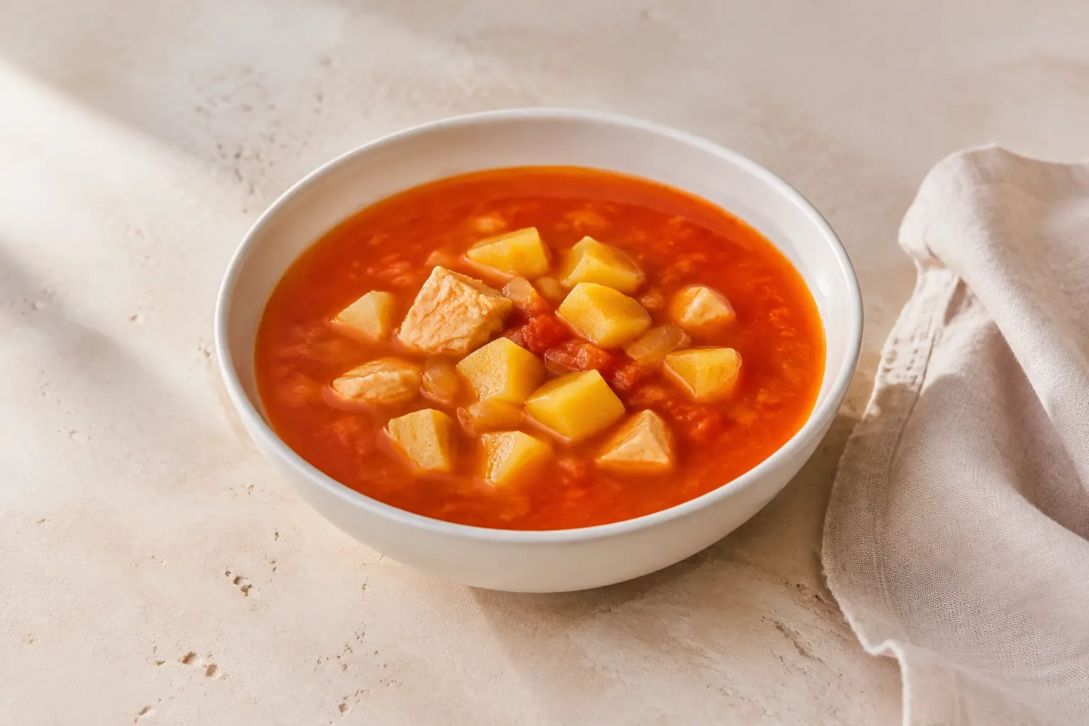 Tomatensuppe mit Hähnchen und Sellerie