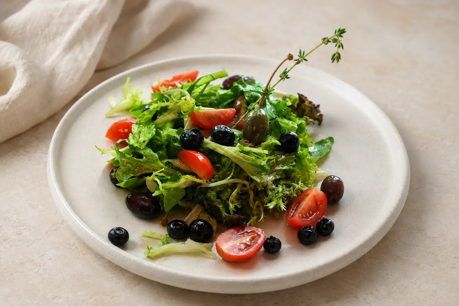 Blattsalat mit Heidelbeeren
