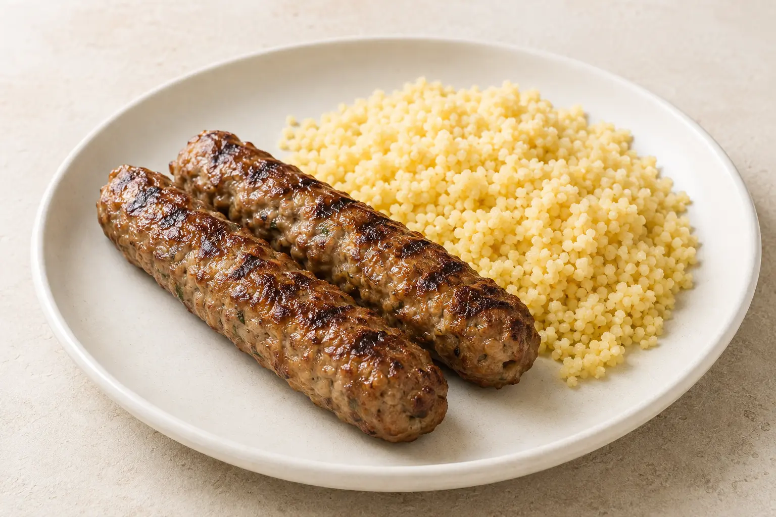 Rind-Hähnchen-Lula-Kebab mit Couscous