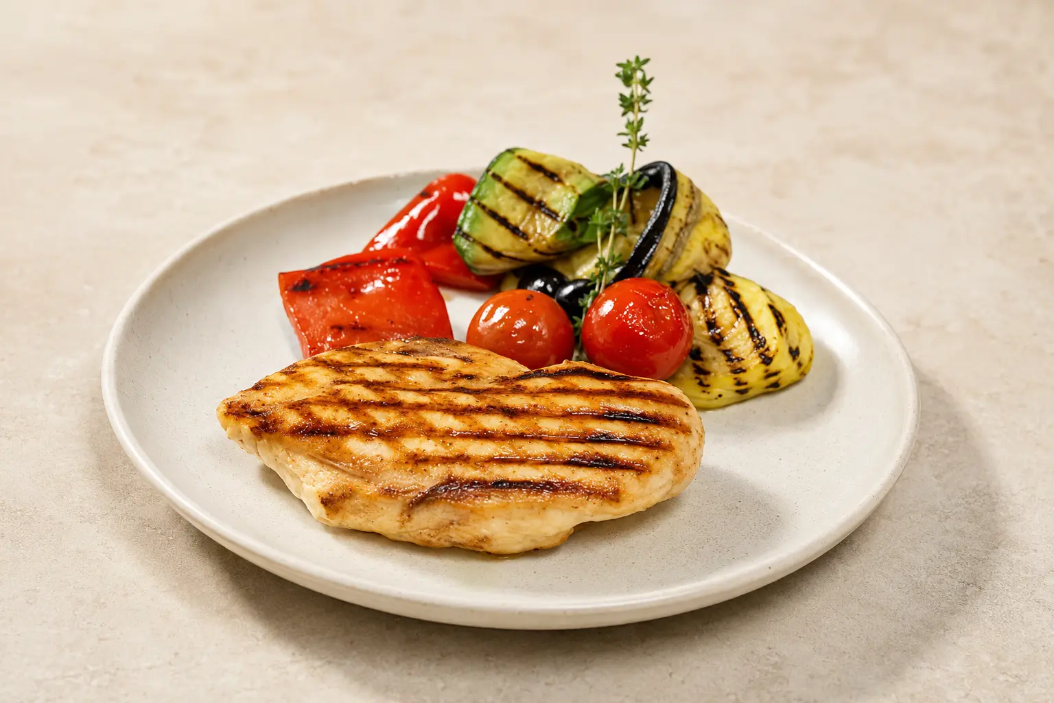 Gegrilltes Hähnchenfilet mit Gemüse