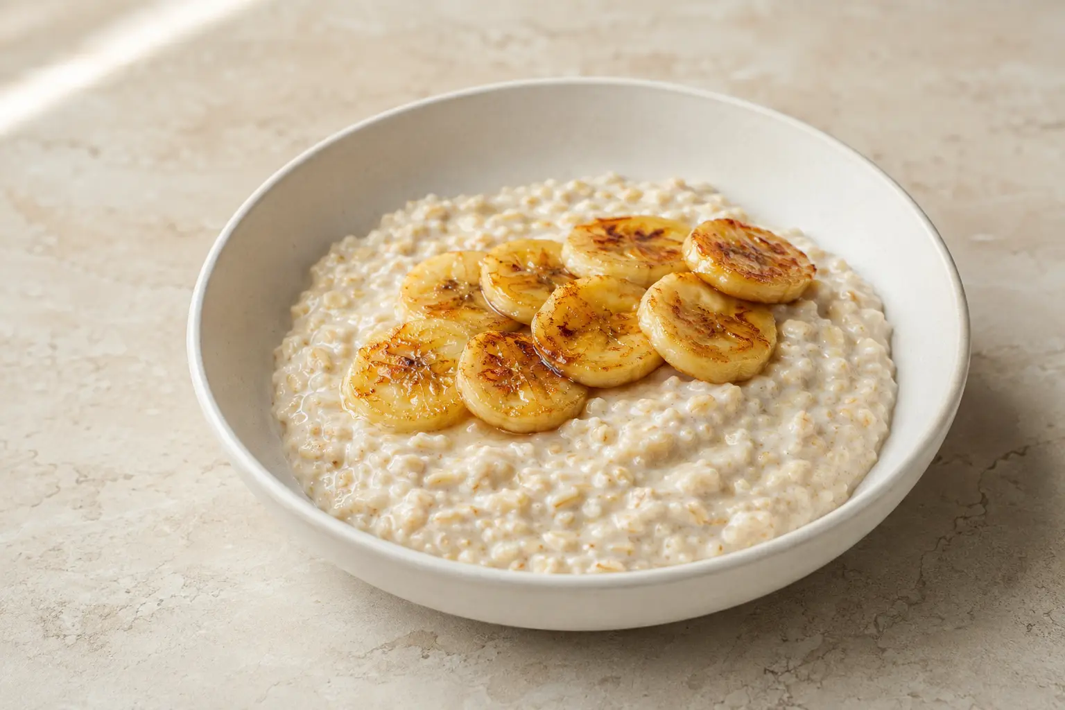Haferbrei mit gebratenen Bananen