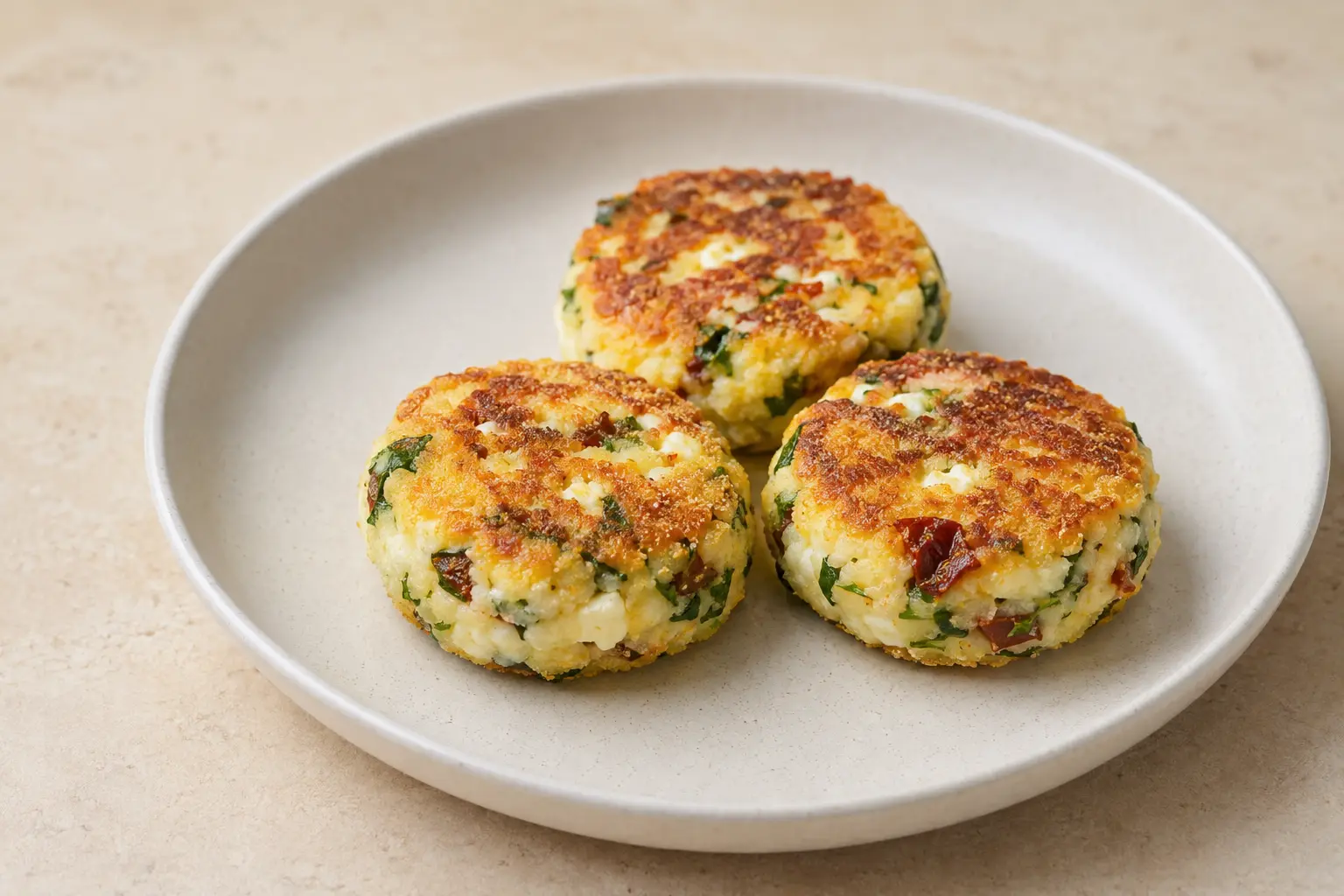 Herzhafte Quarkküchlein mit Kräutern und getrockneten Tomaten