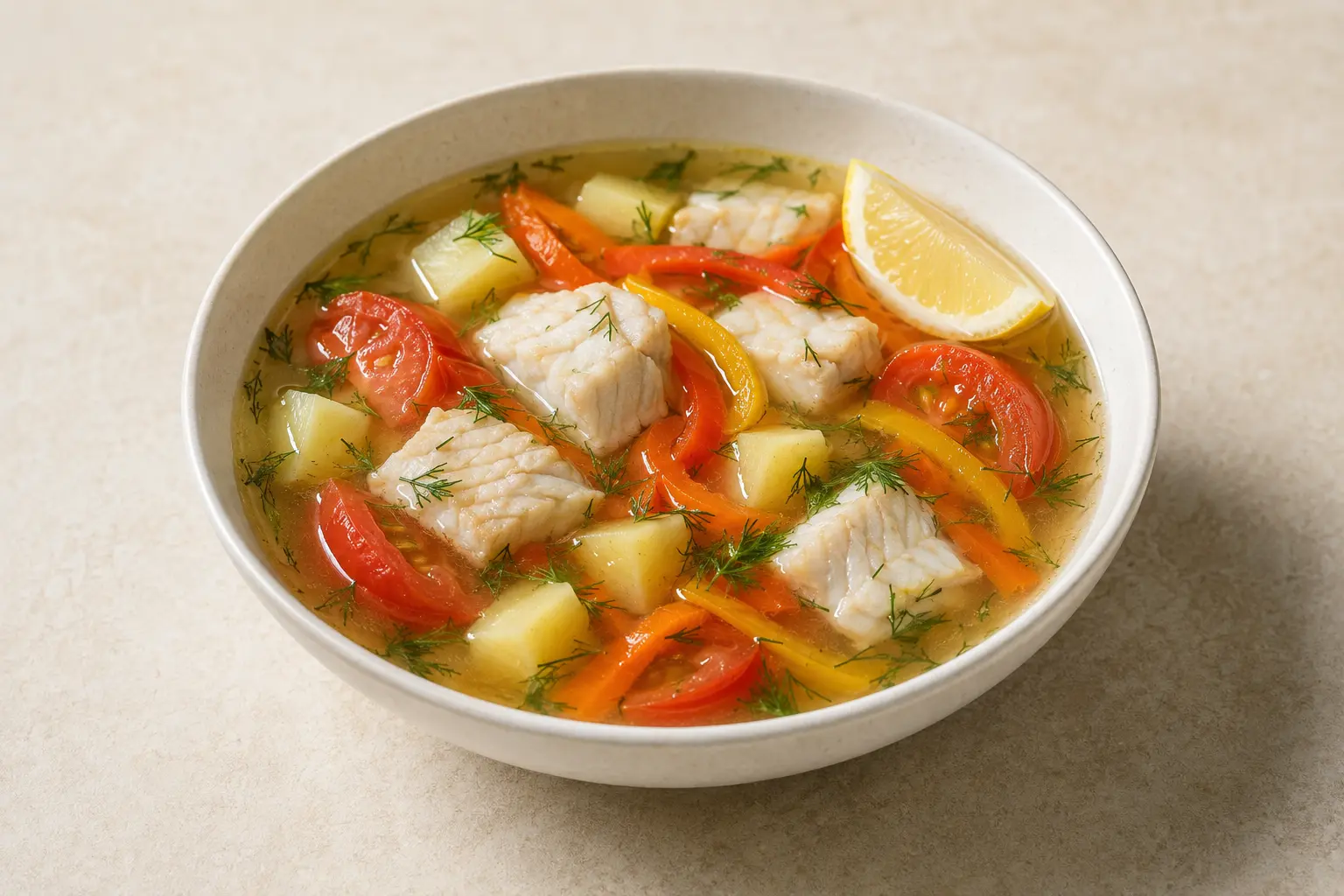 Klare Fischsuppe mit Zander