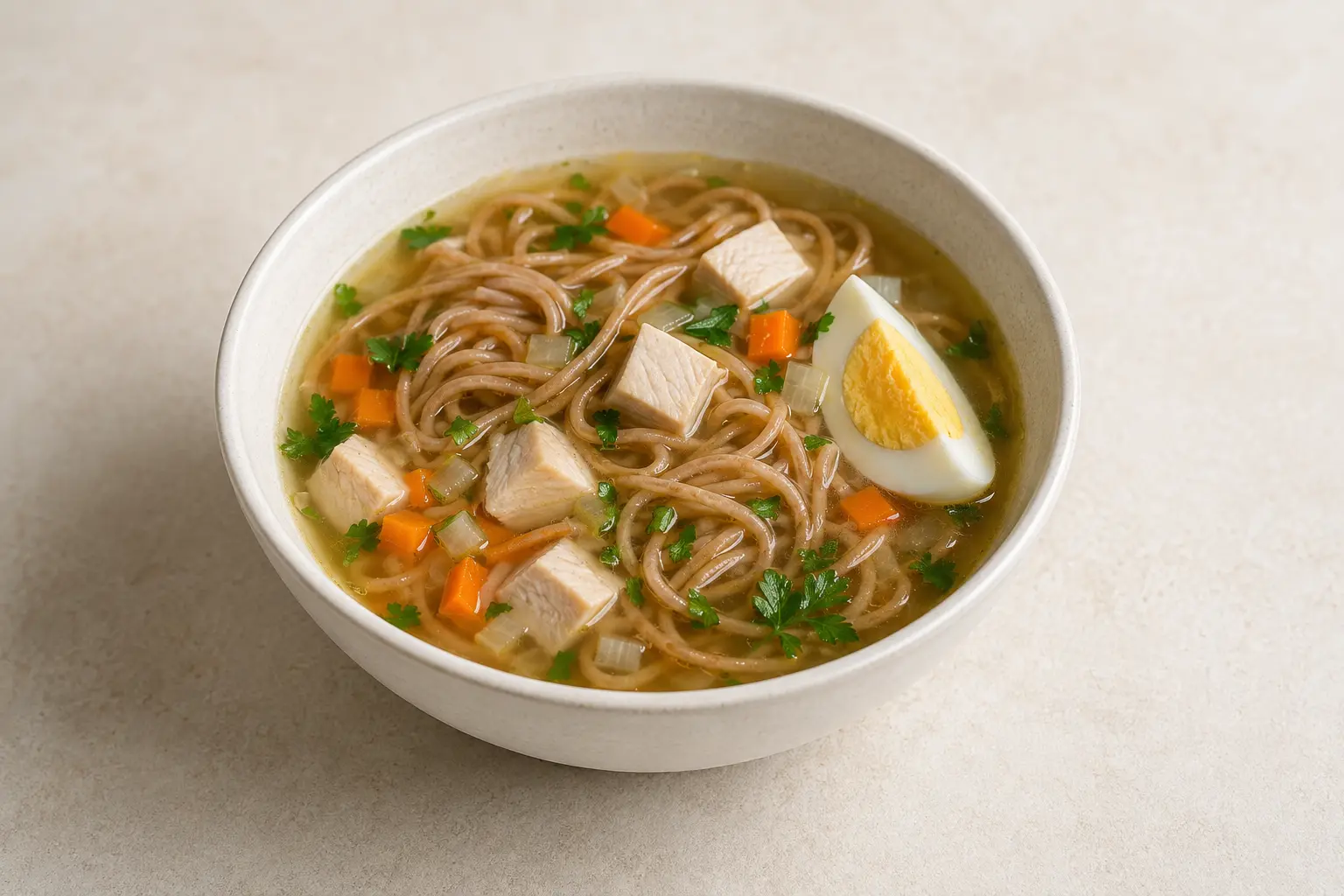 Hähnchensuppe mit Vollkornnudeln