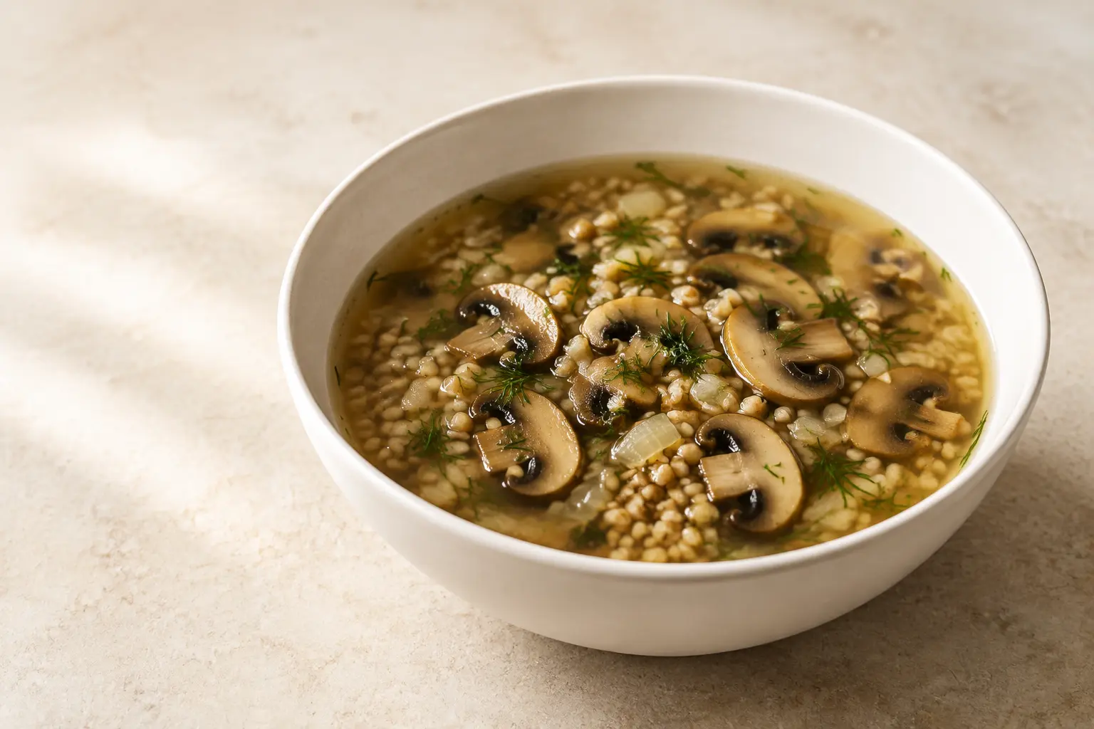 Buchweizensuppe mit Pilzen